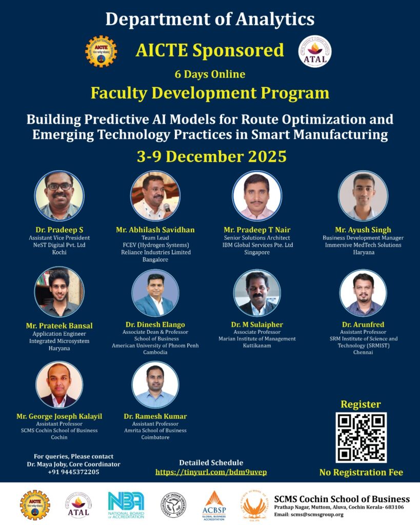 AICTE–ATAL Sponsored  FDP on “Building Predictive AI models for Route Optimisation and Emerging Technology Practices in Smart Manufacturing”