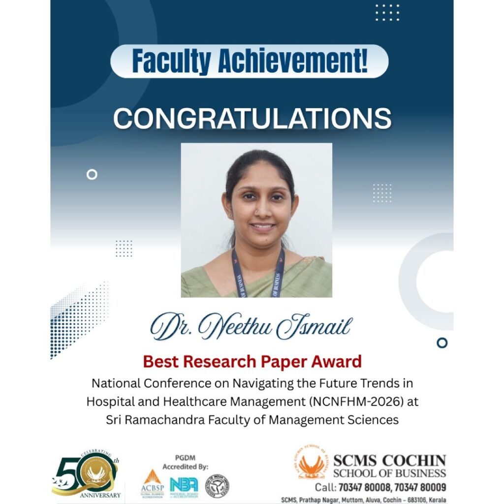 Dr. Neethu Ismail – Best Research Paper Award