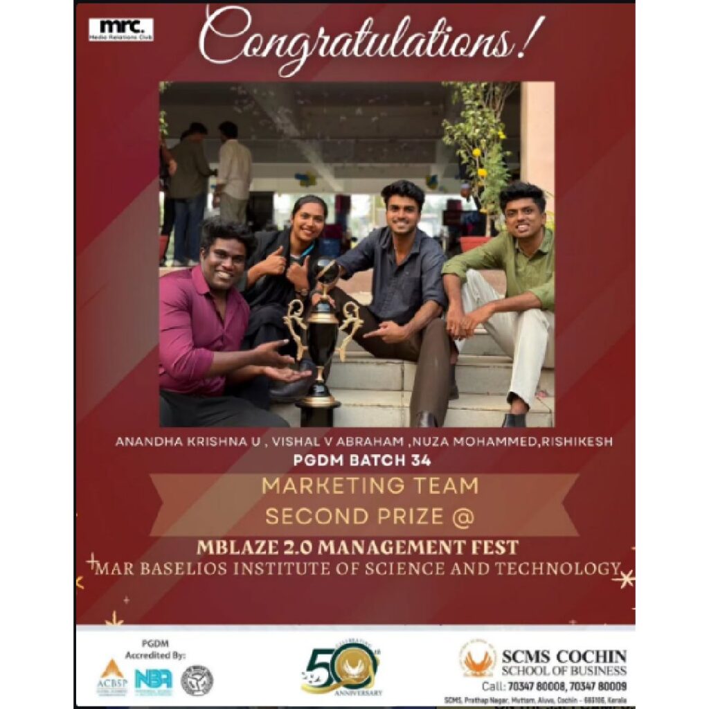 PGDM Batch 34 Students Secures Second Prize at MBlaze 2.0